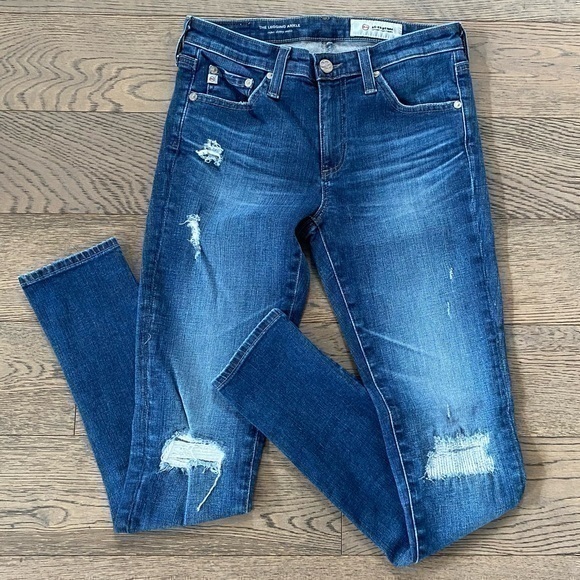 AG Adriano Goldschmied The Legging Ankle Distressed Super Skinny Ankle Jeans - Picture 1 of 10